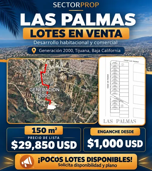 Lotes en venta en Las Palmas, La Presa, Tijuana