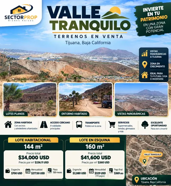 Lotes en venta en Valle Tranquilo, Blvd 2000 Tijuana — foto 1 de 7