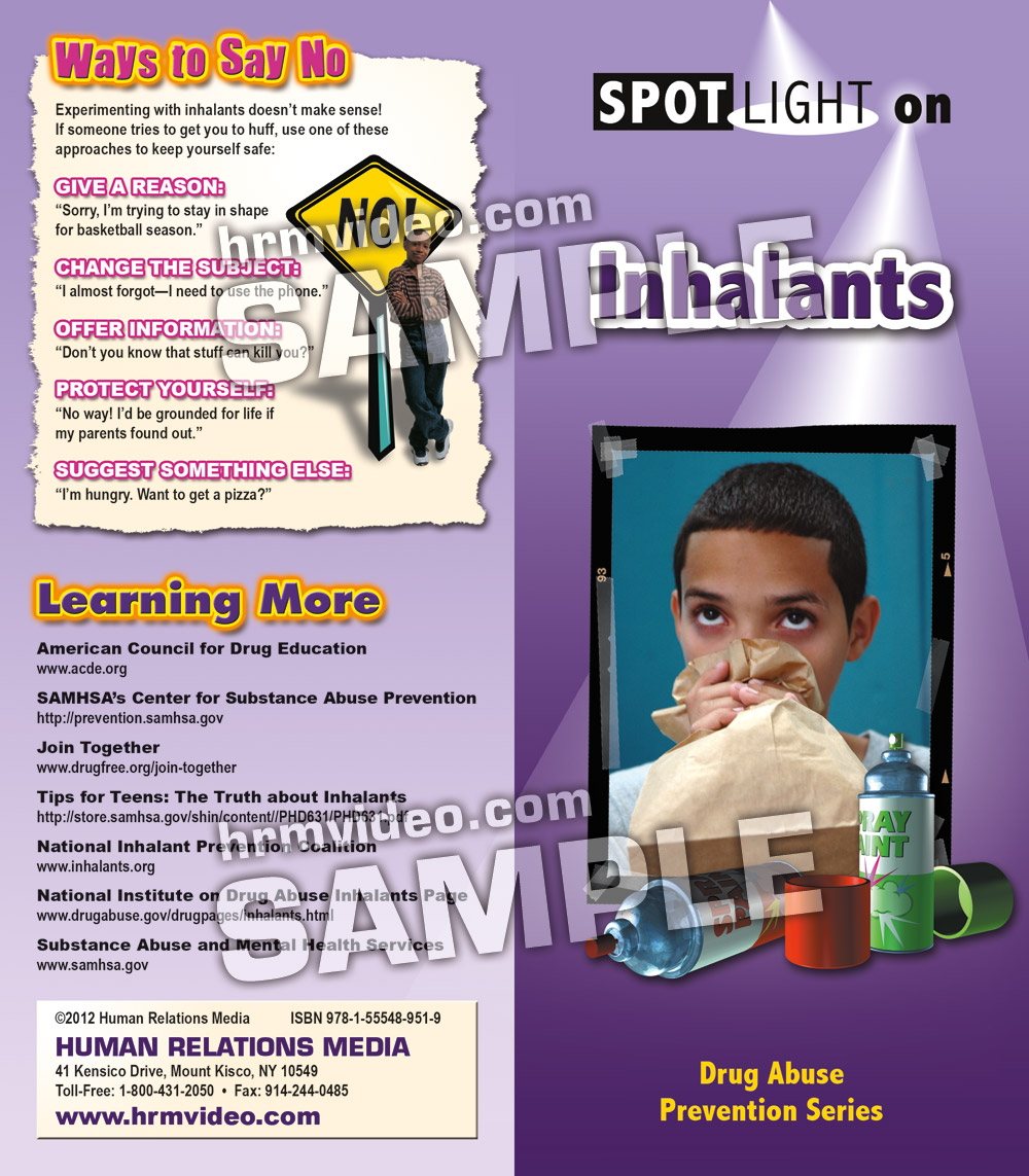 SPOTLIGHT on Inhalants Pamphlets Human Relations Media K12 Video