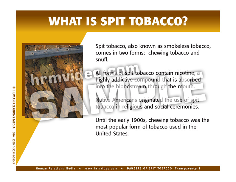 Dangers of Spit Tobacco PowerPoint or Transparencies Human Relations