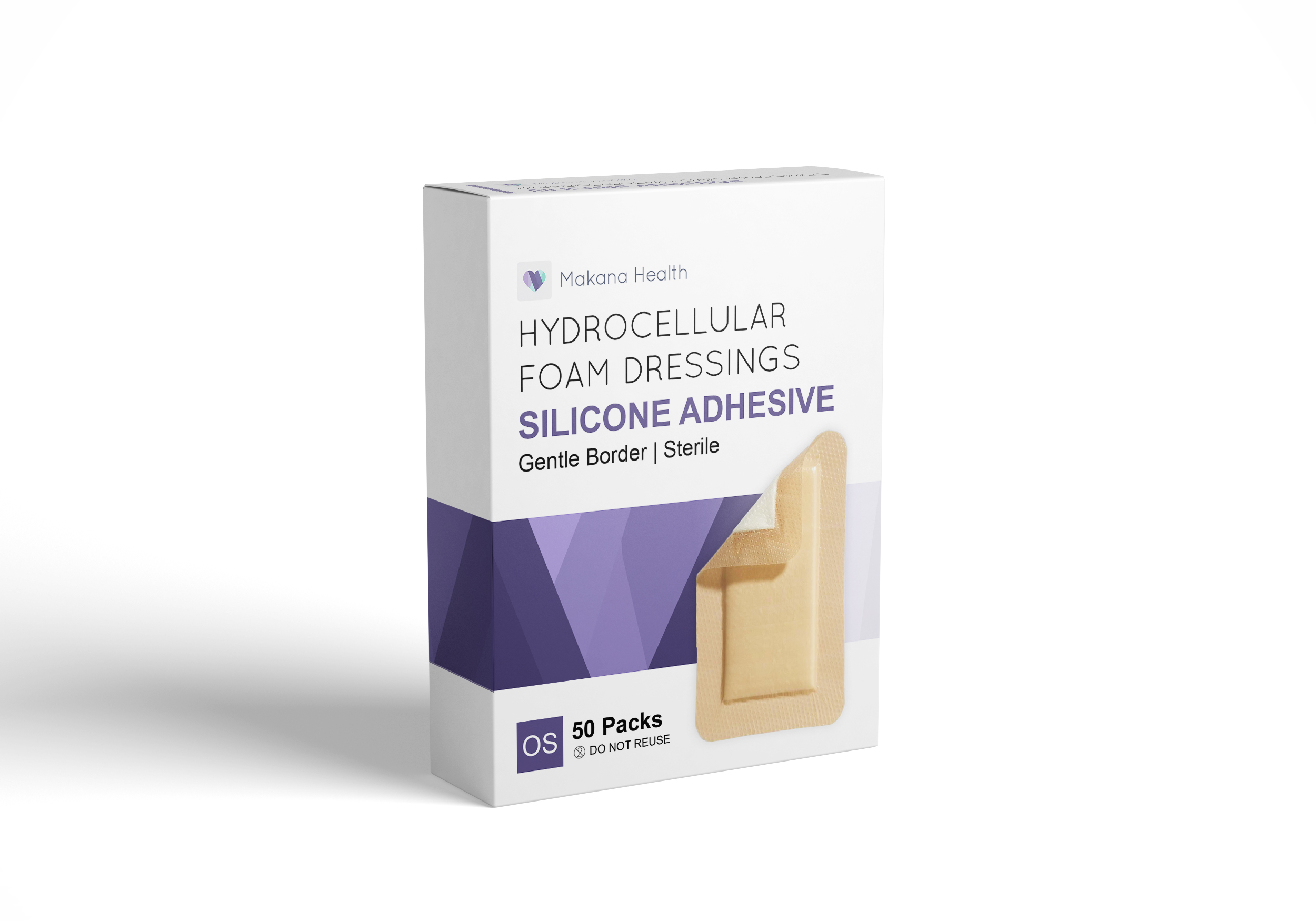 Makana Health Hydrocellular Foam Dressings - Silicone Adhesive - 50 Pack