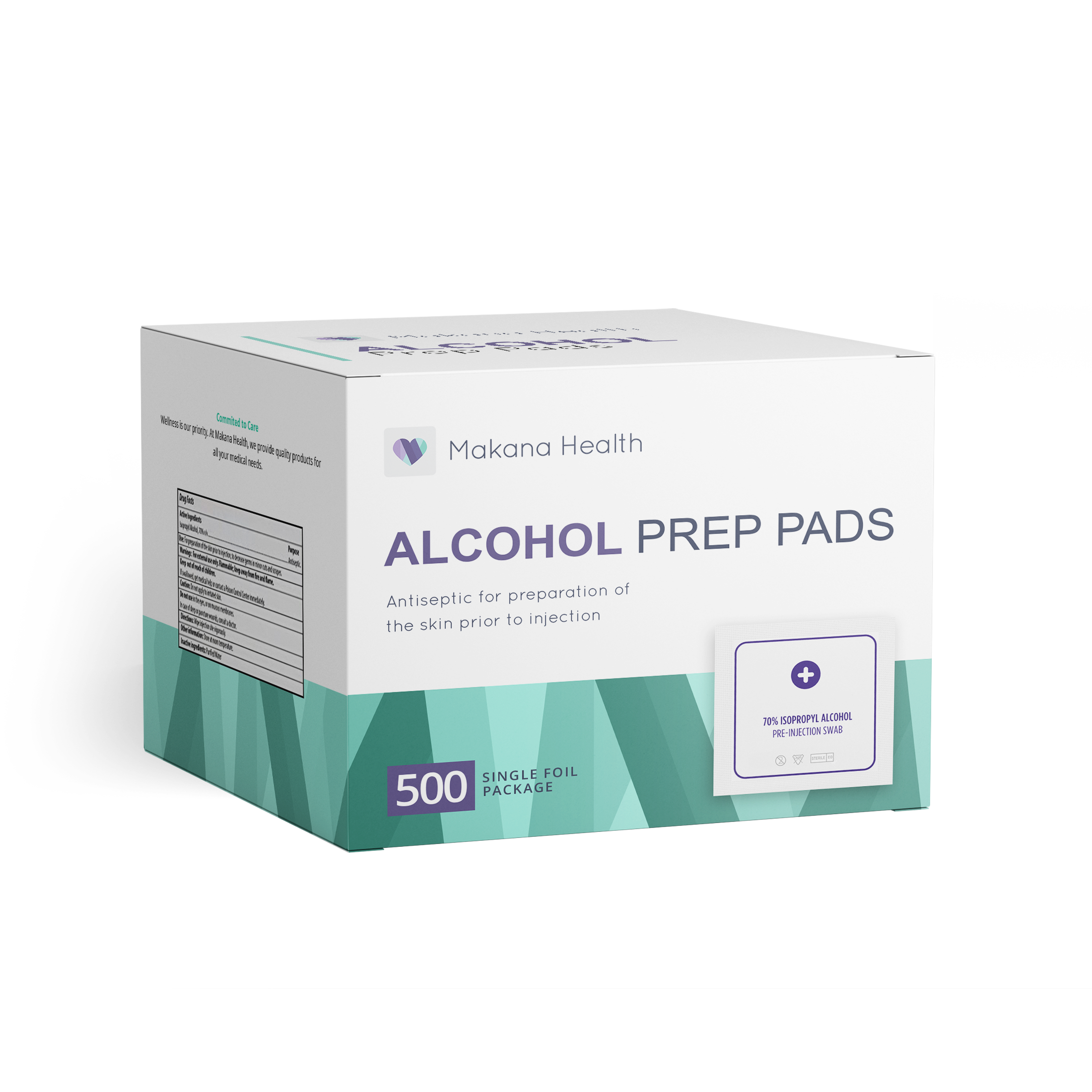 Makana Health Alcohol Prep Pads - 500 Count