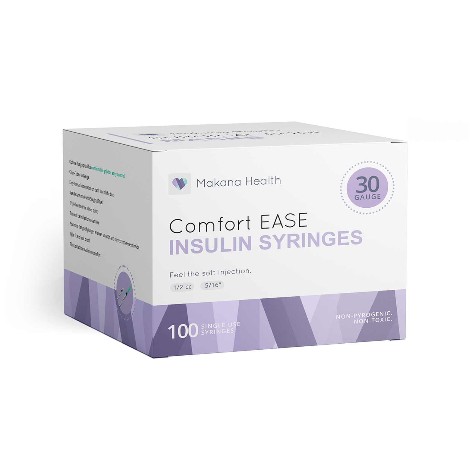 Makana Comfort EASE Insulin Syringe - 30 Gauge - 100 Count