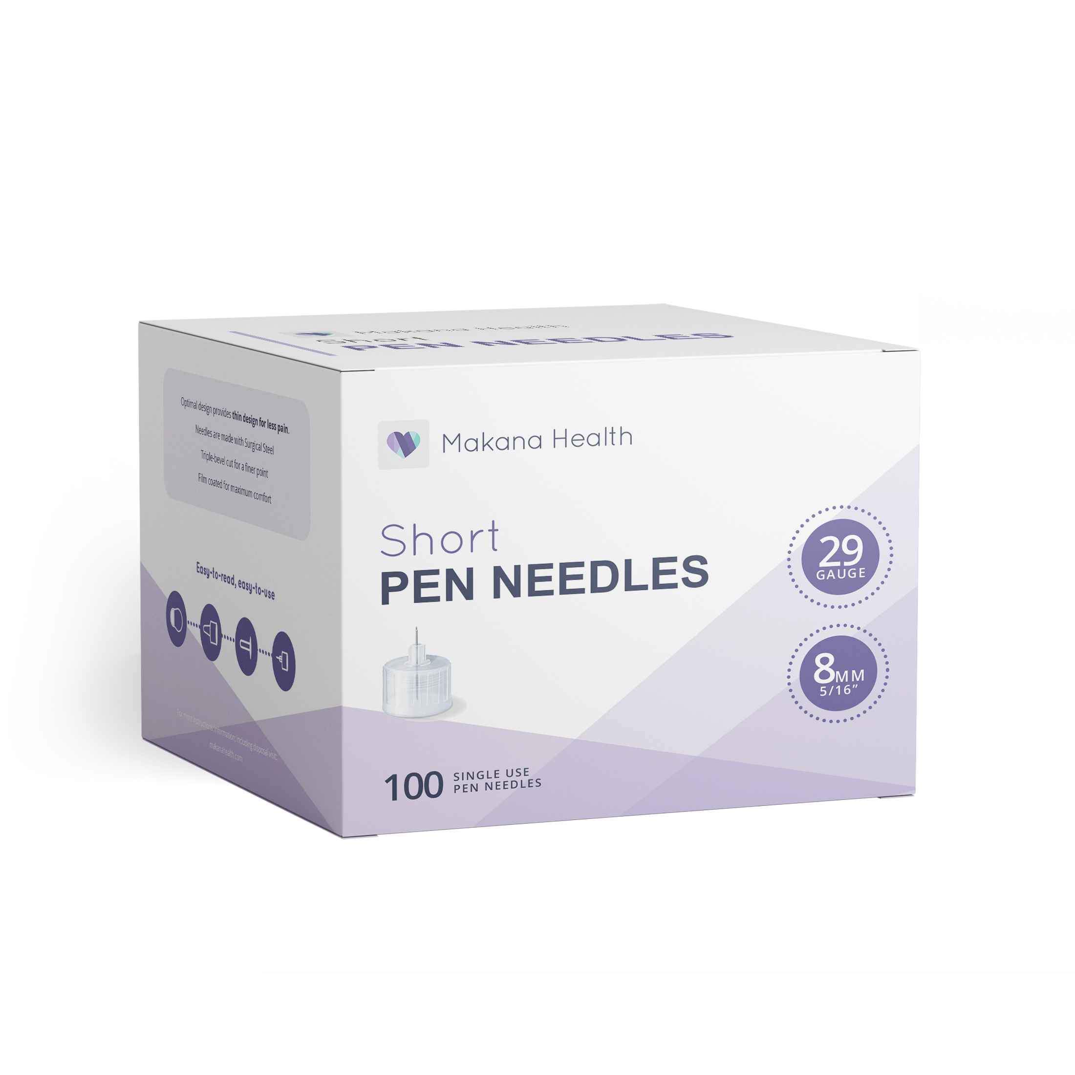 Makana Health Short Pen Needles - 100 Count