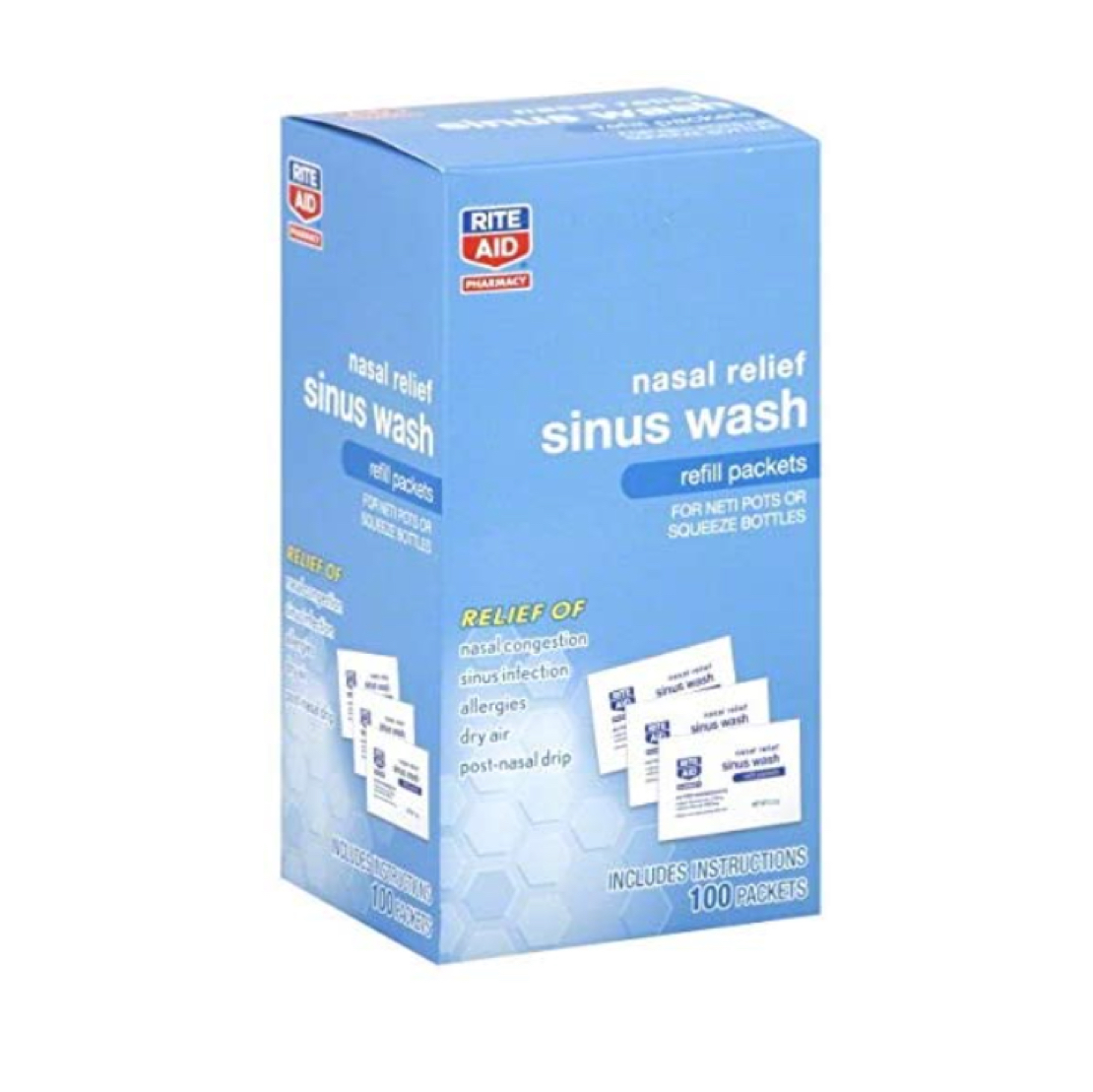 Rite Aid Sinus Wash Refill, Individually Wrapped Saline Packets - 100 Count
