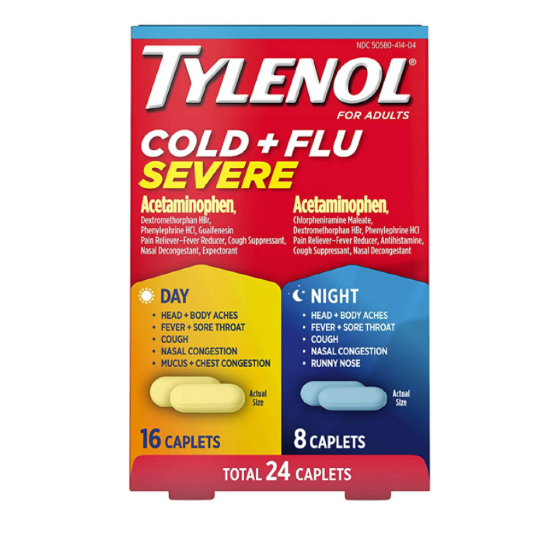 Tylenol Cold + Flu Severe Day & Night Caplets, 24 ct.