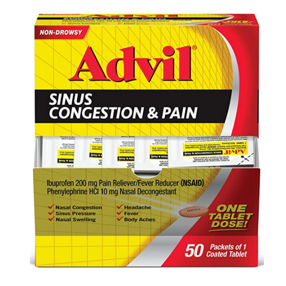 Advil Sinus Congestion & Pain Relief (50 Count Packets)