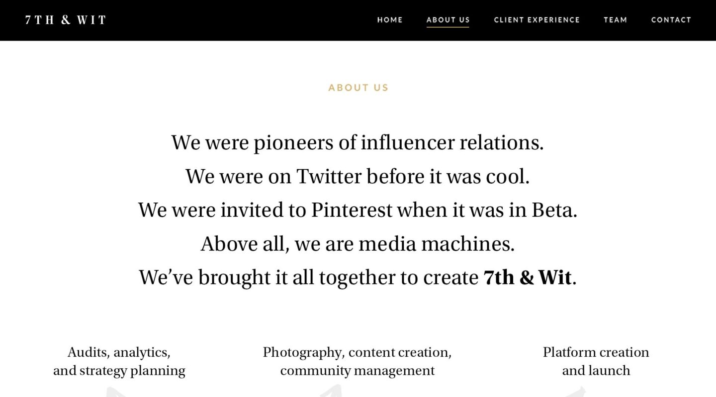 Seventh and Wit website