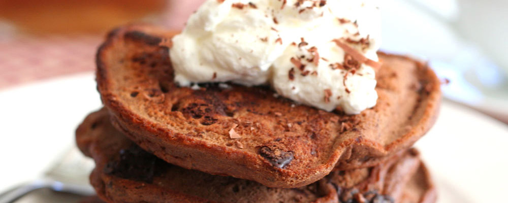 Gluten Free Chocolate Chocolate Chip Pancakes | NoshOnIt