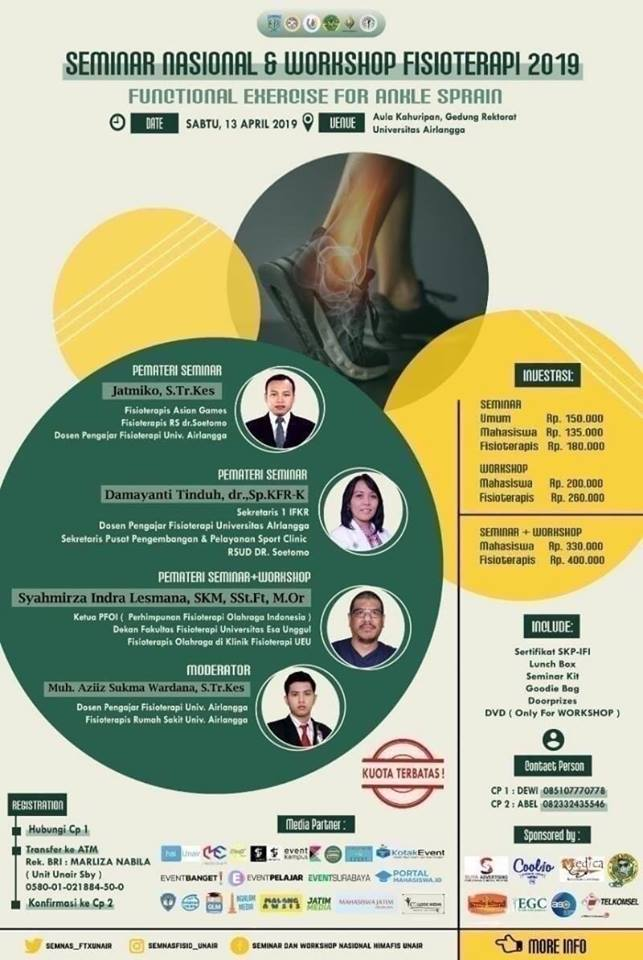 Seminar Nasional dan Workshop 2019: Functional Exercise For Ankle Sprain Seminar Nasional dan Workshop 2019: Functional Exercise For Ankle Sprain
