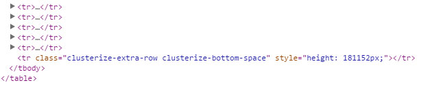 Displaying Data Tables Fast Using Clusterize