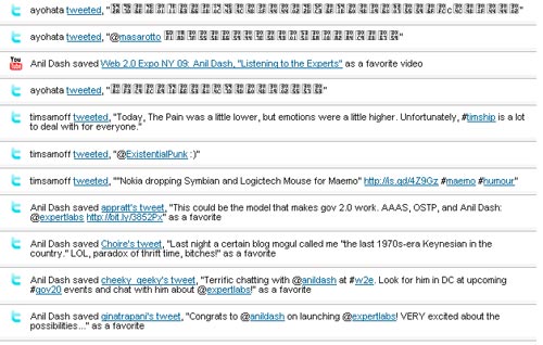 Facebook-like action streams