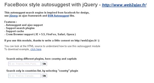 Facebook inspired autosuggest search with jQuery