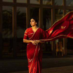 Actress Dushara Vijayan Stuns in Traditional Red Saree | Latest Elegant Photos