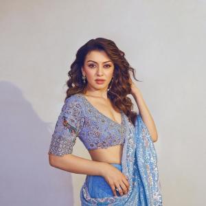 Actress Hansika Shines in a Stunning Blue Sequined Saree | Latest Photoshoot