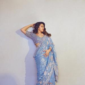 Actress Hansika Shines in a Stunning Blue Sequined Saree | Latest Photoshoot