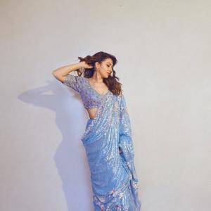 Actress Hansika Shines in a Stunning Blue Sequined Saree | Latest Photoshoot