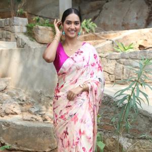 Actress Kajal Chowdhary Looks Elegant in Pastel Floral Saree | Latest Photoshoot