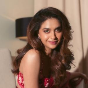 Actress Keerthy Suresh Exudes Elegance in Red Saree | Stunning Photos