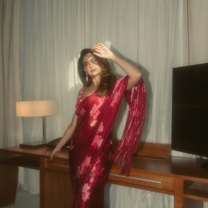 Actress Keerthy Suresh Exudes Elegance in Red Saree | Stunning Photos