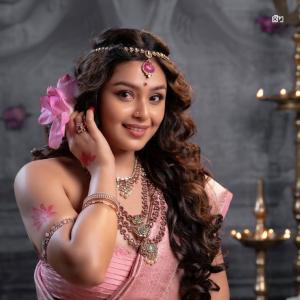 Actress Mokksha in Traditional Pink Saree | Elegant and Divine Photos