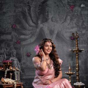 Actress Mokksha in Traditional Pink Saree | Elegant and Divine Photos