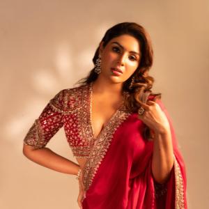 Actress Samyukta Menon Stuns in Elegant Red Saree | Latest Fashion Look