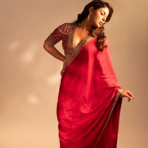 Actress Samyukta Menon Stuns in Elegant Red Saree | Latest Fashion Look