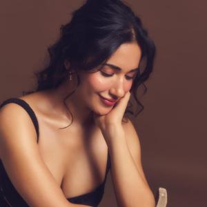 Actress Ruhani Sharma in Chic Black and Pink Dress | Elegant Photoshoot Look