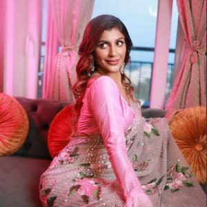 Actress Yashika Anand Stuns in Elegant Pink Floral Saree | Latest Photos