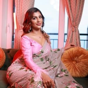 Actress Yashika Anand Stuns in Elegant Pink Floral Saree | Latest Photos
