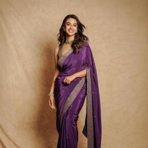 Meenakshi Chaudhary Stuns in Elegant Purple Saree | Gorgeous Latest Photoshoot