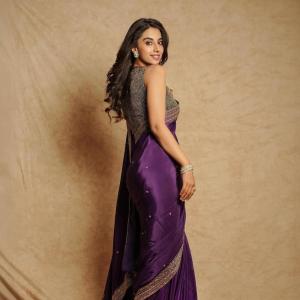 Meenakshi Chaudhary Stuns in Elegant Purple Saree | Gorgeous Latest Photoshoot