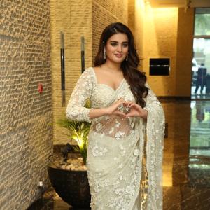 Actress Nidhi Agerwal Dazzles in Embroidered Pastel Green Saree | Latest Photos
