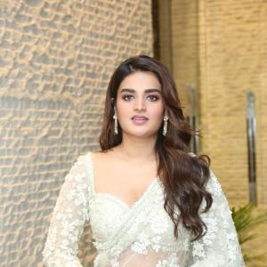 Actress Nidhi Agerwal Dazzles in Embroidered Pastel Green Saree | Latest Photos