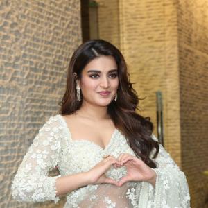 Actress Nidhi Agerwal Dazzles in Embroidered Pastel Green Saree | Latest Photos