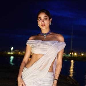 Actress Janhvi Kapoor Stuns in White Outfit at Evening Event | Glamorous Photos