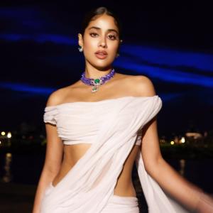 Actress Janhvi Kapoor Stuns in White Outfit at Evening Event | Glamorous Photos