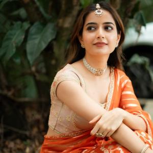 Actress Ashika Ranganath Radiates Grace in Orange Saree | Traditional Look