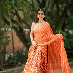 Actress Ashika Ranganath Radiates Grace in Orange Saree | Traditional Look