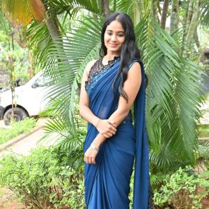 Actress Brigida Saga Looks Elegant in Navy Blue Saree | Latest Look
