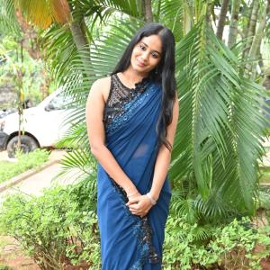 Actress Brigida Saga Looks Elegant in Navy Blue Saree | Latest Look