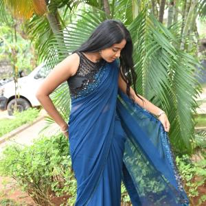 Actress Brigida Saga Looks Elegant in Navy Blue Saree | Latest Look