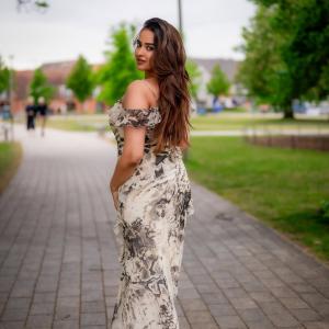 Actress Poojitha Ponnada Latest Photos | Stunning Riverside Look in Off-Shoulder Dress