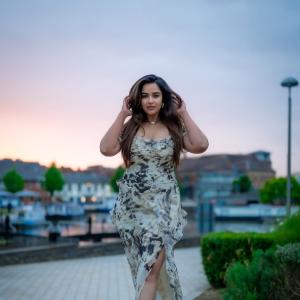 Actress Poojitha Ponnada Latest Photos | Stunning Riverside Look in Off-Shoulder Dress