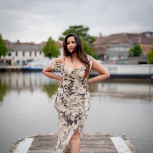 Actress Poojitha Ponnada Latest Photos | Stunning Riverside Look in Off-Shoulder Dress