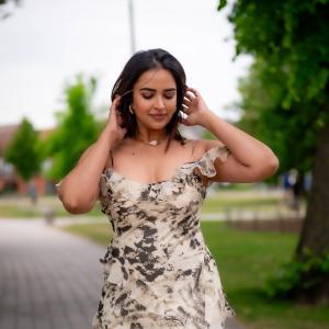 Actress Poojitha Ponnada Latest Photos | Stunning Riverside Look in Off-Shoulder Dress