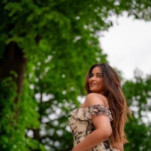 Actress Poojitha Ponnada Latest Photos | Stunning Riverside Look in Off-Shoulder Dress