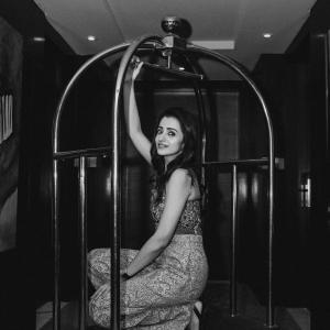 Trisha Stuns in Embroidered Corset Jumpsuit with Elegant Printed Pants