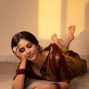 Actress Nabha Natesh Radiates Elegance in Traditional Silk Saree